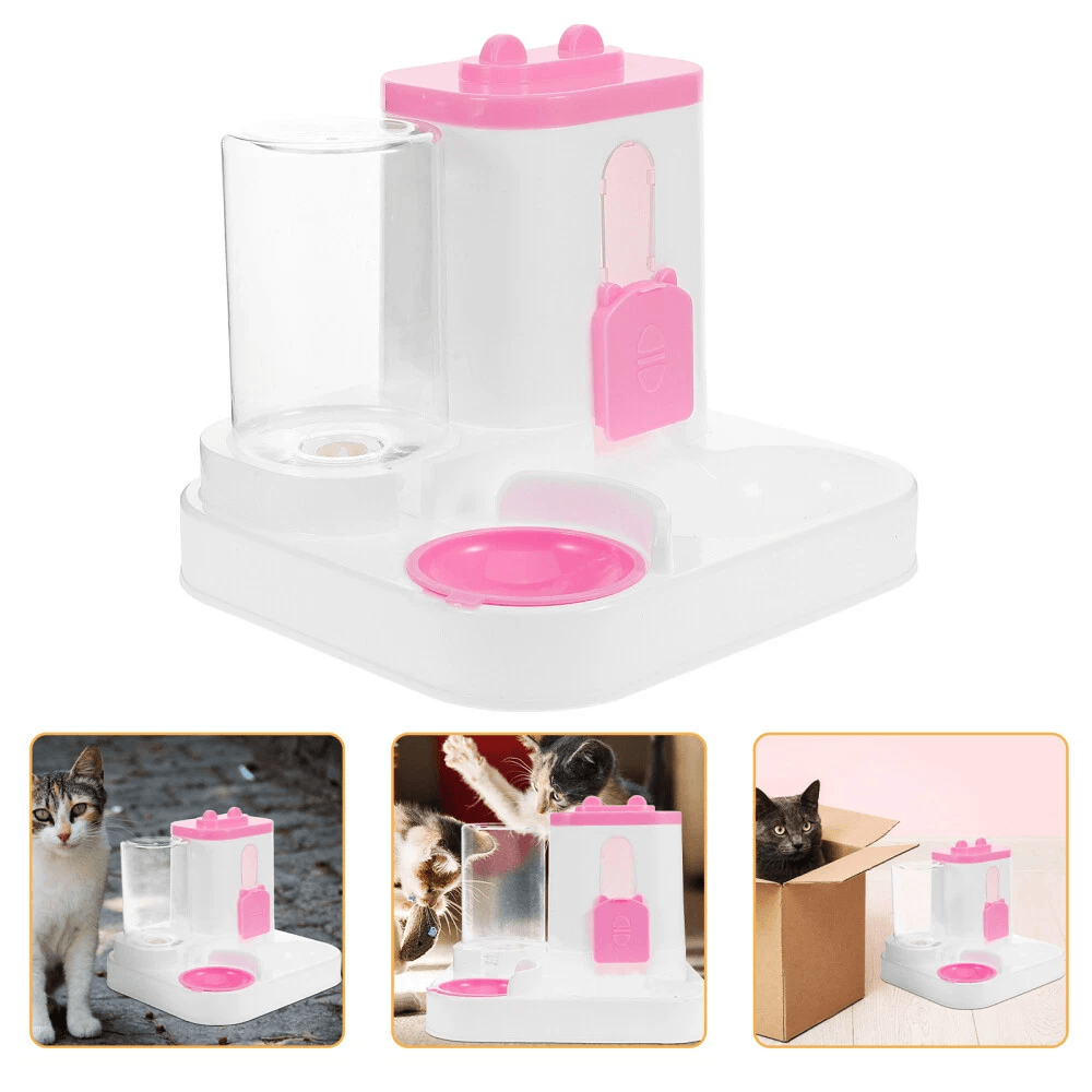 Convenient Cat Water Fountain With Food Bowl Automatic Pet Water and Food Feeder, Food Bowl, Without Battery - Pet Supermarket