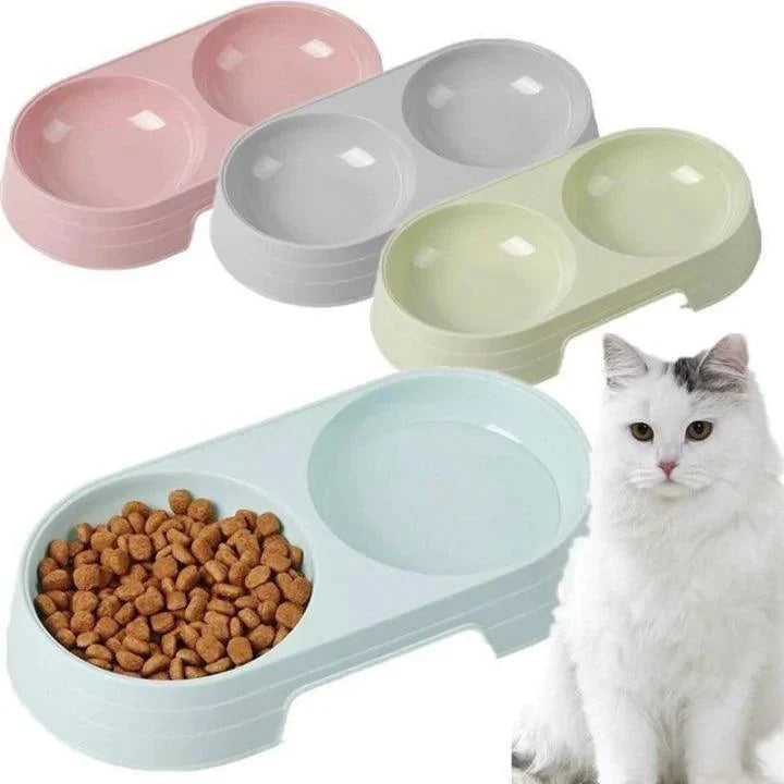 Cat Bowl Water Food Bowls Candy Color Plastic Kitten Cat Double Bowls