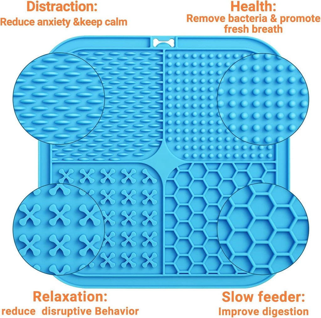 Lick Mat for Dogs Cat Slow Feeder Silicone Licking Pads with Suction Cups for Pet Boredom & Anxiety Relief Nail Trimming Bathing Grooming (5.9‘’) - Pet Supermarket