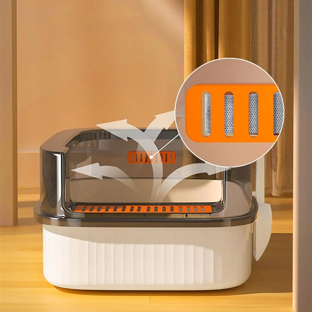 LHX Cat Litter Box Extra Large Fully Open Cat Toilet Semi-enclosed Cat Litter Box Suitable for Large and Multiple Cats Easy to Clean High Wall Side Cover Cat Litter Box 40 * 60 * 22cm, - Pet Supermarket