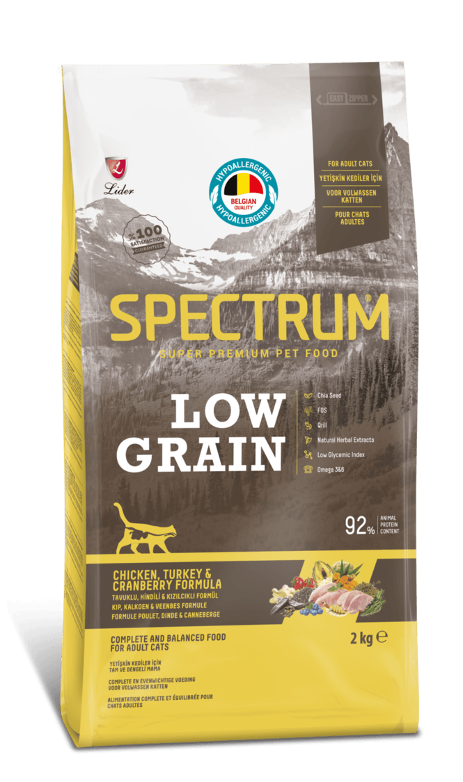 Spectrum low grain adult cat food chicken, turkey & cranberry 2kg