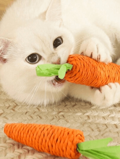 1pc Cat Toys, Pet Chew Toys, Cute Interactive Cat Toy with Carrot-Shaped Paper Rope, Stress Relief Bell, Durable