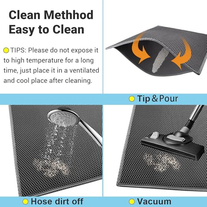 Pieviev Cat Litter Mat Small Double Layer Waterproof Urine Proof Trapping Mat 1 Pack Grey Color