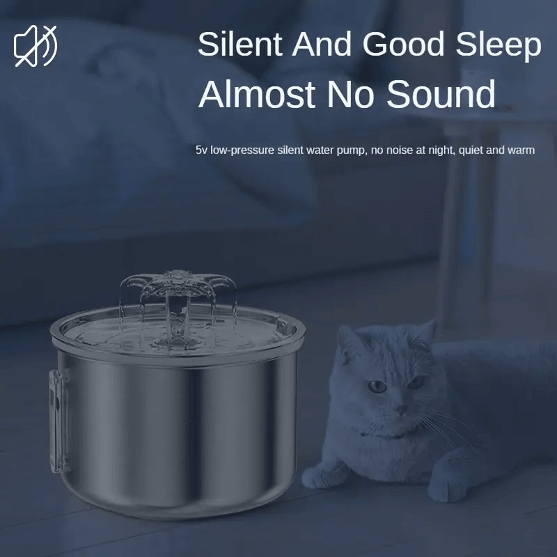 Pet Water Dispenser Cat and Dog Fountain Water Dispenser 2L Stainless Steel Automatic Drinker Dog Cat Drinking Bowl USB Powered Pet Supplies