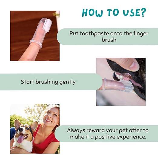 Finger Toothbrush for Pets Teeth Cleaning - Safe & Gentle Dental Care for Dogs, Cats, Kittens, & Puppies | BPA-Free Silicon Brush with Cover