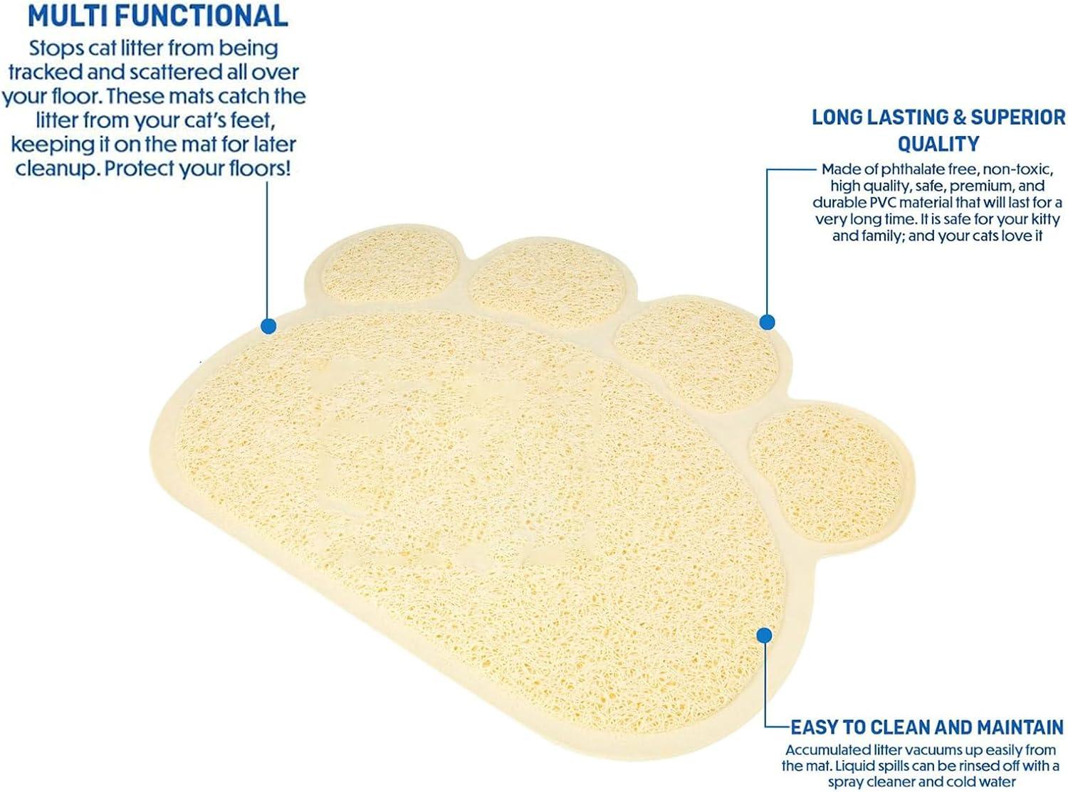 Frogued Kitten Mat Soft Leak-Proof Fine Workmanship Non-Slip Easy to Clean Less Waste Cloth Claw Shape Cat Litter Pad for Indoor Pet Litter Mat