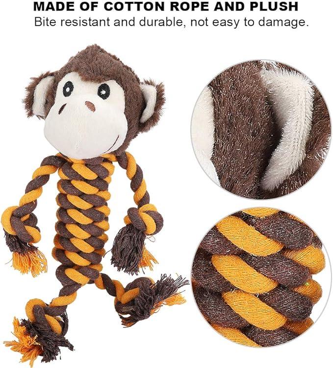 Dog Molar Toy, Durable Chew Ball Toy Dog Chew Toys Plush Cotton Rope Molar Toy Tooth Cleaning Toys Dog Training Interactive Toy(Monkey)