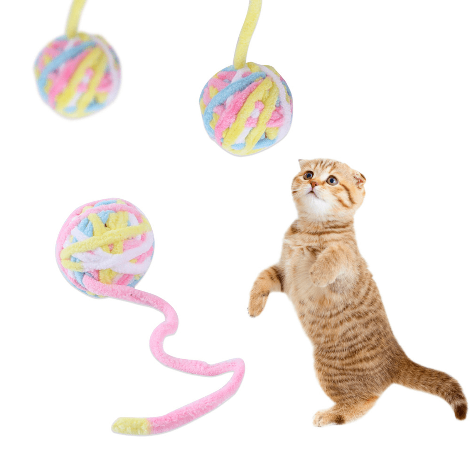Woolen cat toy ball (with bell inside) Woolen ball attracts The cat's attention during chasing and flapping