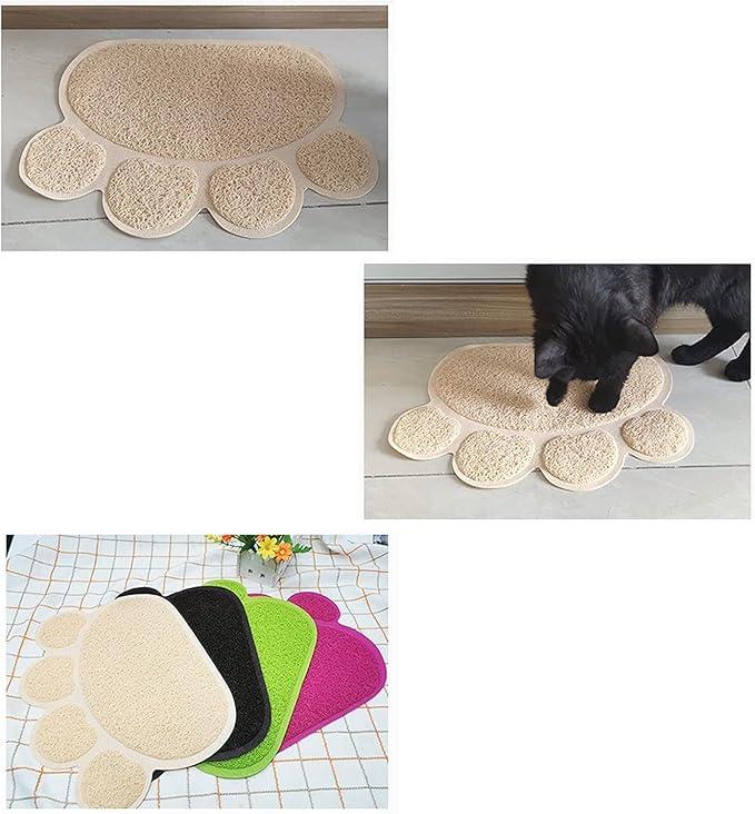 Frogued Kitten Mat Soft Leak-Proof Fine Workmanship Non-Slip Easy to Clean Less Waste Cloth Claw Shape Cat Litter Pad for Indoor Pet Litter Mat