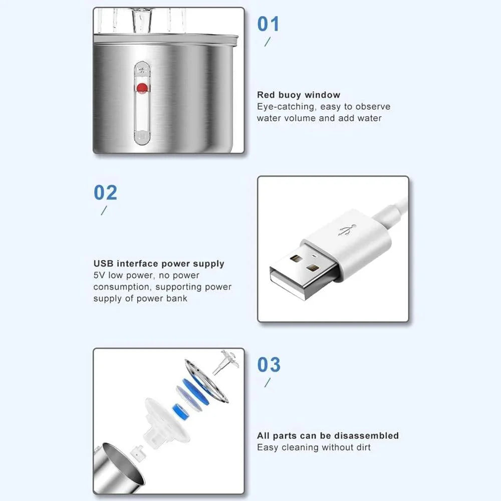 Pet Water Dispenser Cat and Dog Fountain Water Dispenser 2L Stainless Steel Automatic Drinker Dog Cat Drinking Bowl USB Powered Pet Supplies