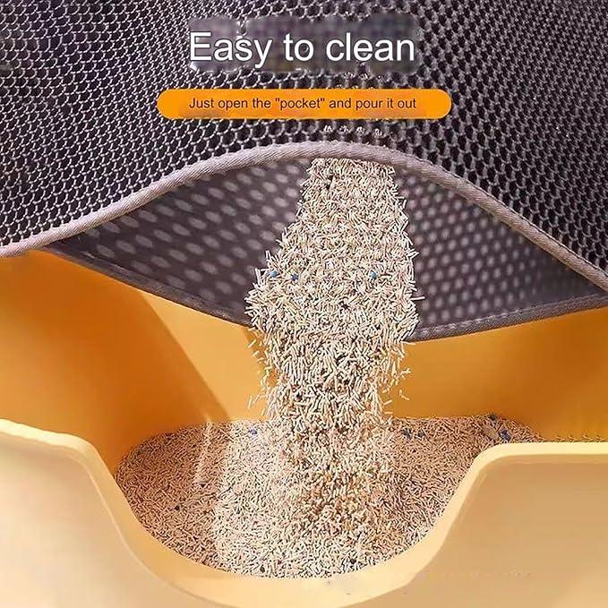 Cat Litter Mat, 60x45cm Large Honeycomb Double Layer Cat Litter Trapping Mat, Non-Slip Waterproof Urine Proof Cat Litter Box Mat, Kitten Supplies and Essentials