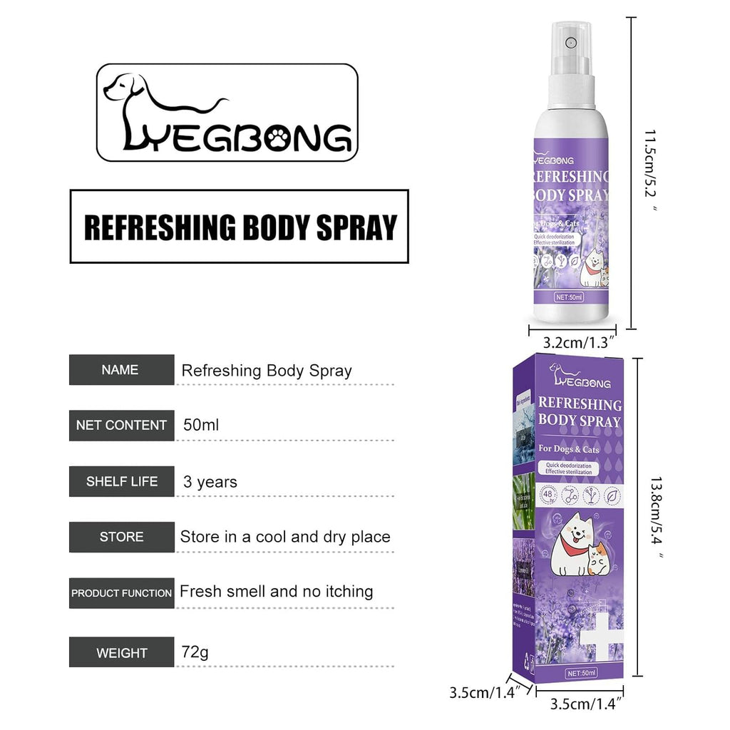 Pet Deodorant Spray, Anti-Itch Natural Conditioning Scented for Refreshes Deodorizes Daily Long Lasting Odor Spray for Cats and Dogs 50ml - Pet Supermarket
