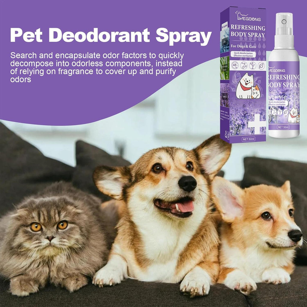 Pet Deodorant Spray, Anti-Itch Natural Conditioning Scented for Refreshes Deodorizes Daily Long Lasting Odor Spray for Cats and Dogs 50ml - Pet Supermarket
