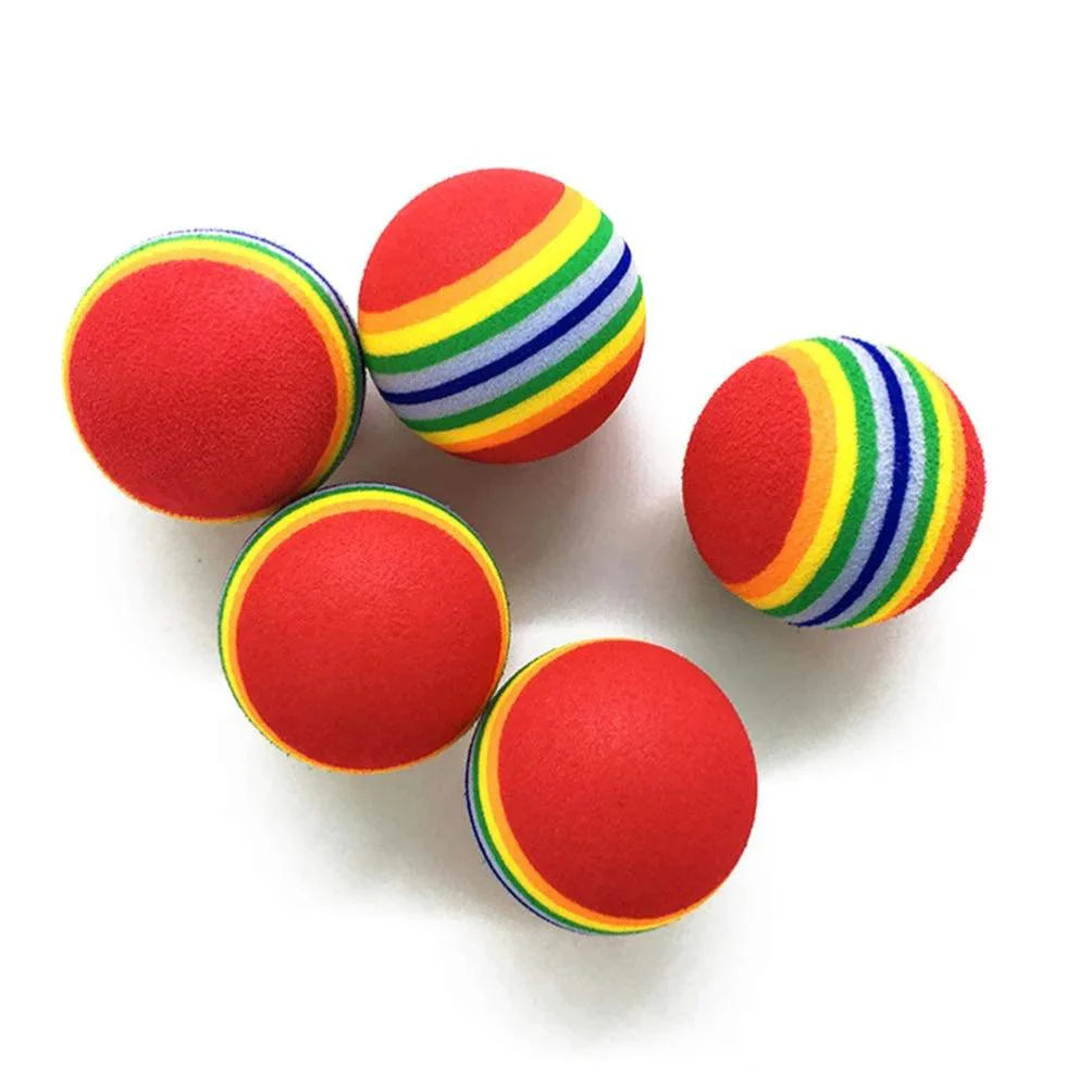 Rainbow cat toy ball cat solid elastic ball pet supplies kitten puppy ball toy teasing cat ball EVA floating water Toys ball