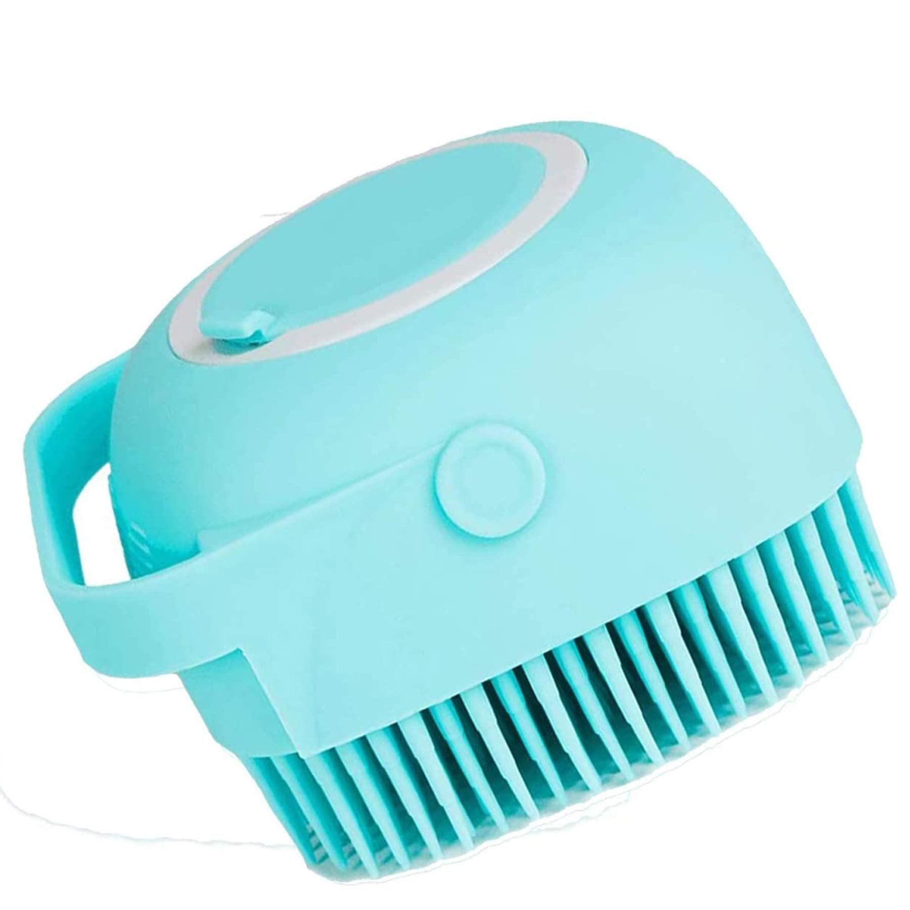 Pet Grooming Brush Bath Brush with Shampoo Container for Dog Cat Bathing Grooming Pet Scrubber Soft Rubber Silicone Massage