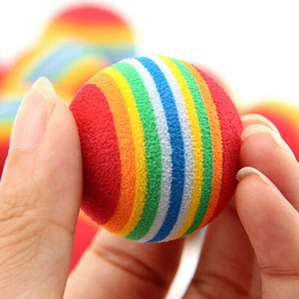 Rainbow cat toy ball cat solid elastic ball pet supplies kitten puppy ball toy teasing cat ball EVA floating water Toys ball