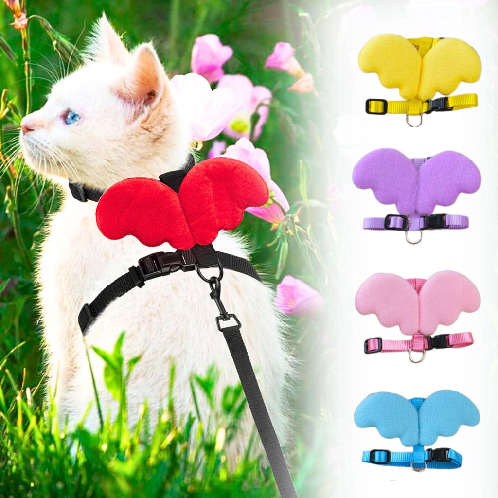 Buraq Cat Angel Wings Harness with Leash Set - for Walking | Escape Proof | Adjustable & Durable | for Cats