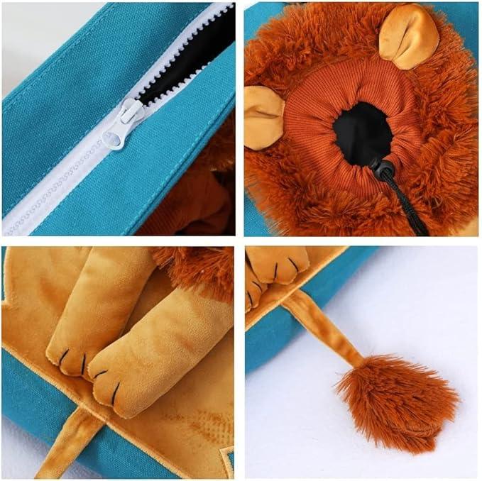 FUNTLY Pet Canvas Shoulder Carrying Bag, Cute Lion-Shaped Bag Cat Carrier, Pet Carrier for Small Dogs and Cats Pet Supplies(B,15.7 x 13.7in) - Pet Supermarket