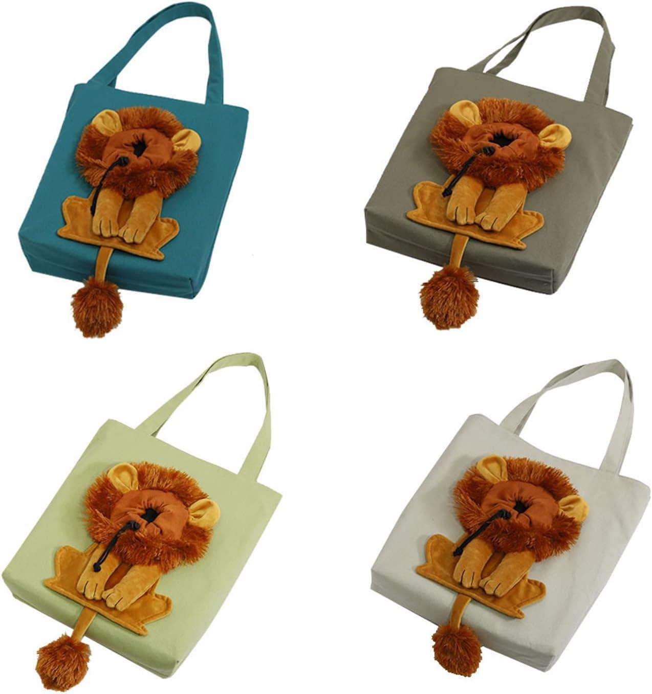 FUNTLY Pet Canvas Shoulder Carrying Bag, Cute Lion-Shaped Bag Cat Carrier, Pet Carrier for Small Dogs and Cats Pet Supplies(B,15.7 x 13.7in) - Pet Supermarket