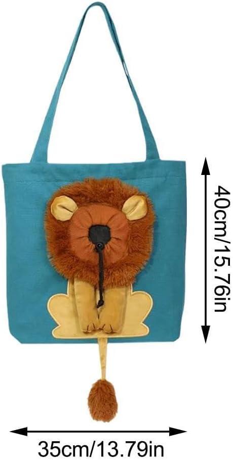 FUNTLY Pet Canvas Shoulder Carrying Bag, Cute Lion-Shaped Bag Cat Carrier, Pet Carrier for Small Dogs and Cats Pet Supplies(B,15.7 x 13.7in) - Pet Supermarket