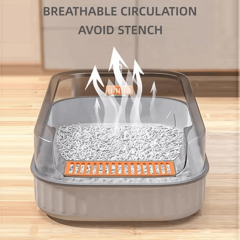 Large Capacity Cat Litter Box Semi-closed Sand Box for Cats Toilet Anti Splash Cat Tray - Pet Supermarket