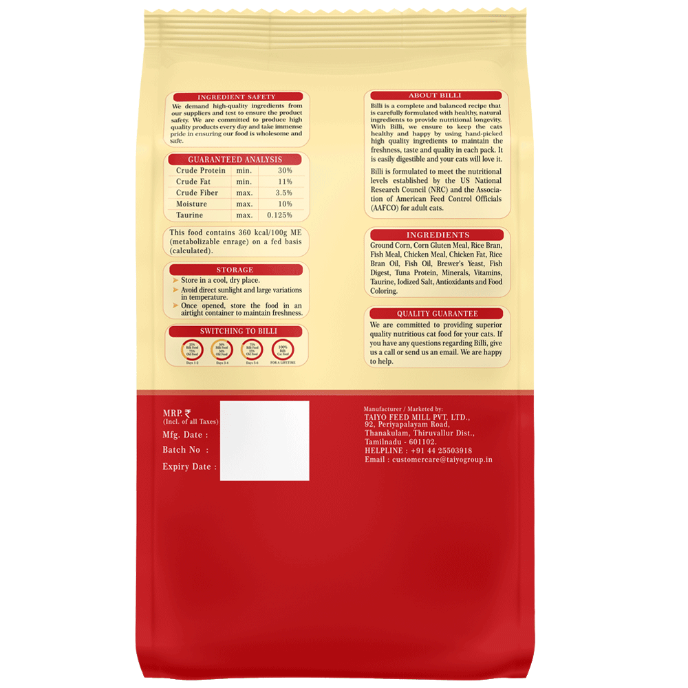 Billi Adult Tuna Dry Cat Food 1.5kg - Pet Supermarket