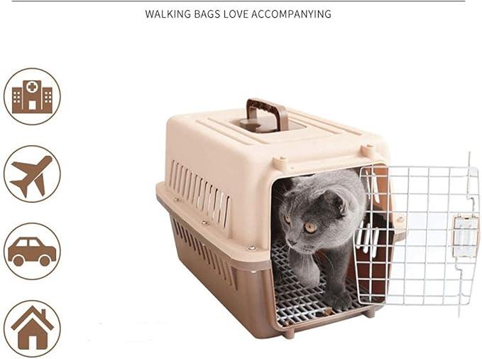 Plastic Transport Box for Dogs, Roomy, Very Robust and Light Box with Handle, Metal Door, Travel Pet Carrier, for Small Dogs and Cats