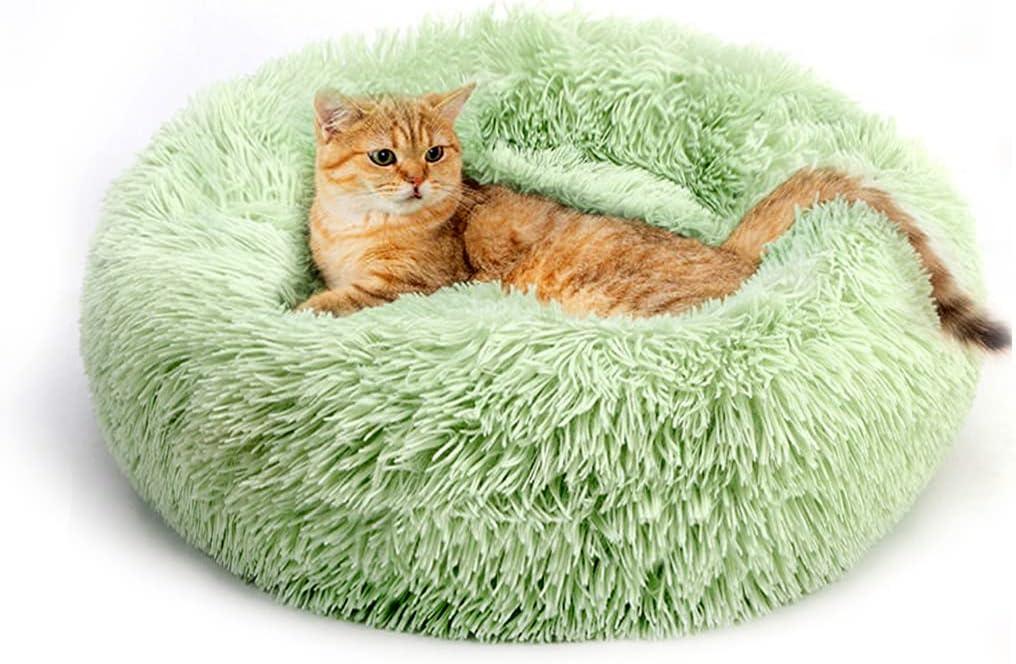 Cat Bed, Washable, Fluffy, Mint Green, Round Dog Bed, Dog Cushion, Soft Plush Doughnut Pet Bed for Cats, Dogs, Soft, Warm Pet Sofa (60 cm)