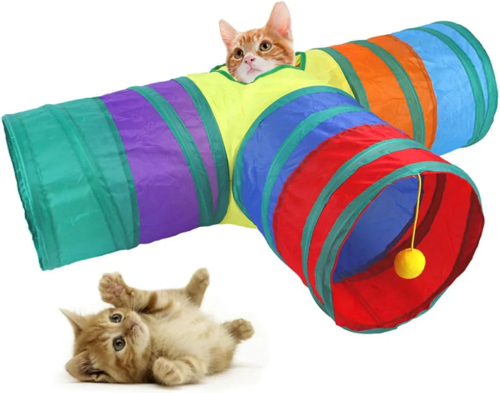Cat Rattle Paper Tunnel Cat Folding Tunnel Toy Pet Crinkle Tunnel Play Tunnel Kitten Cat Playing Polyester Cotton