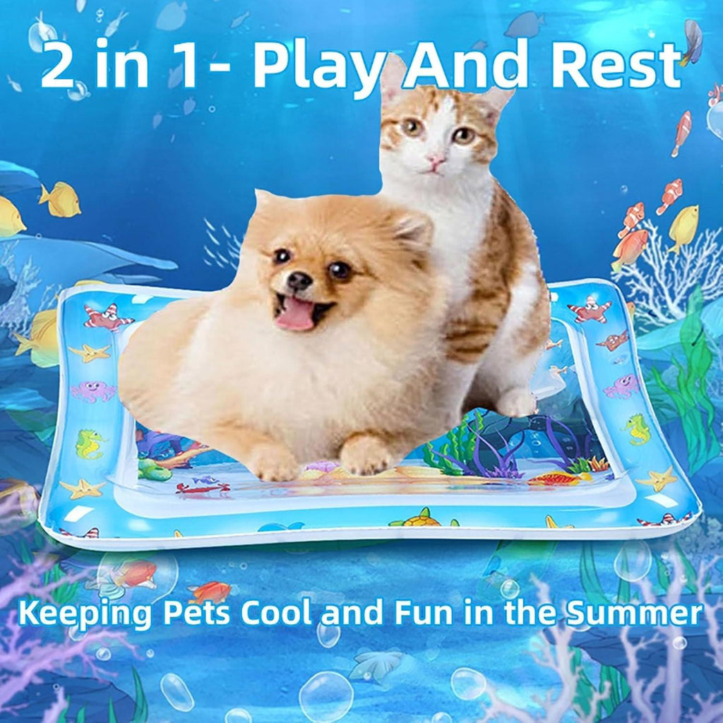 Cat Water Bed | Water Bed for Cats | Cat Sensory Water Mat | Pet Water Sensory Mat | Water Sensory Mat Cat | Dog Water Play Mat | Tummy Time Water Mat with Fish Cat Activity Play Mat