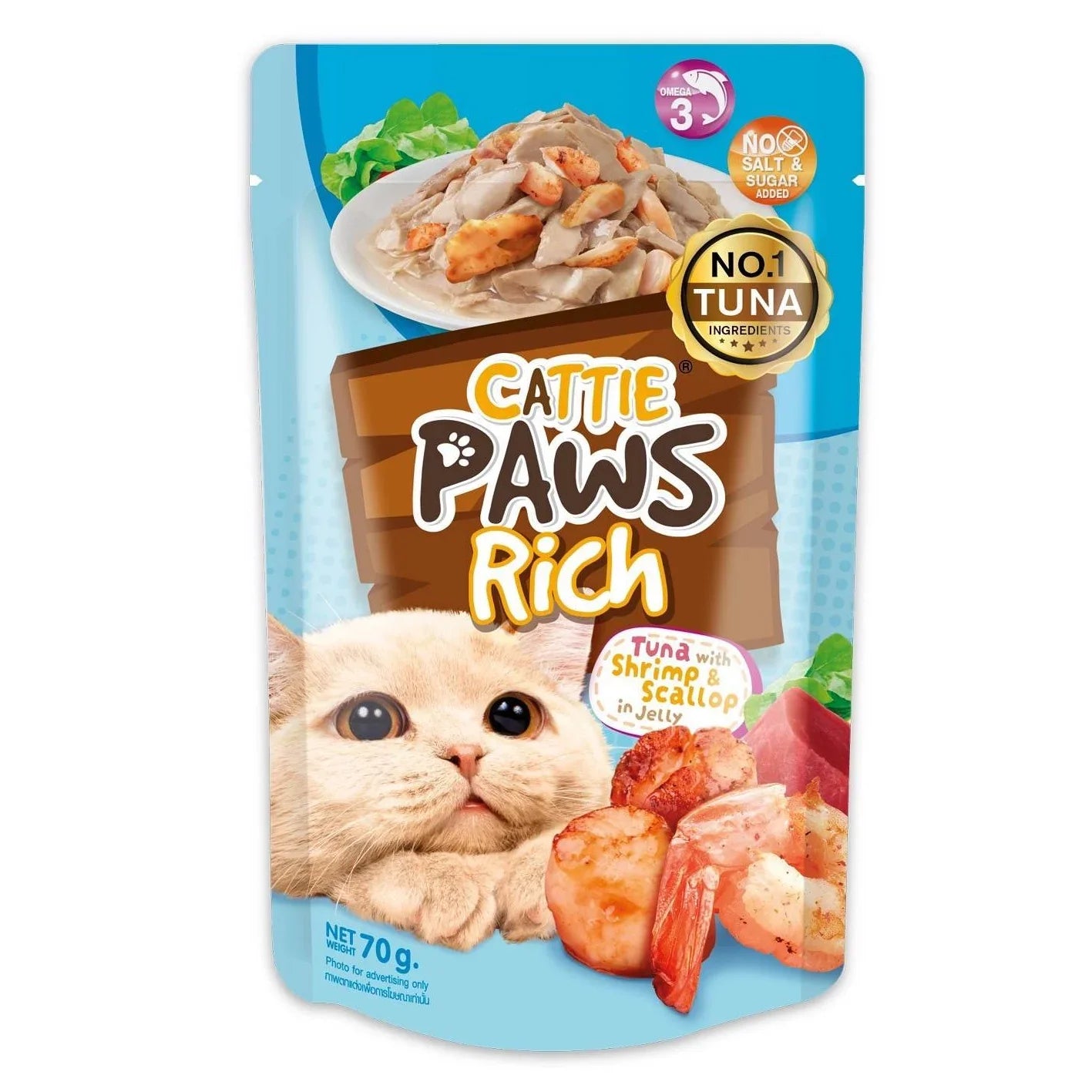 Cattie Paws Rich Tuna with Shrimp & Scallop in Jelly 70g
