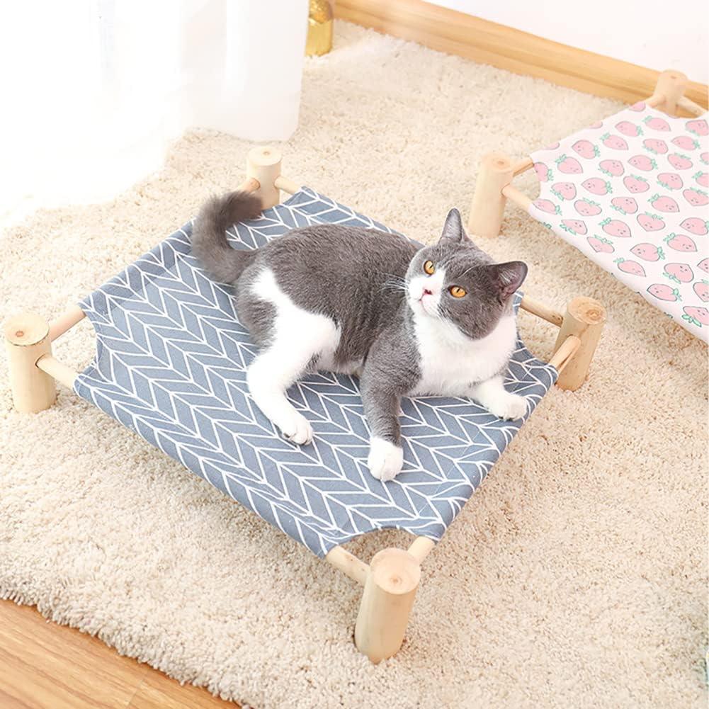 Cooling Cat and Dog Bed Breathable Summer Dog Wooden Bed Removable and Washable Beds for Small Dogs 54*11*47cm