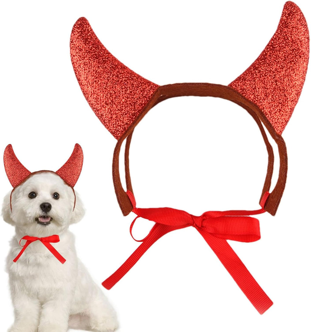 Cat and Dog Devil Horns - Pet Halloween Cosplay Costume - Cute Favors Photography Props, Festive Headgear with Straps for Celebrations - Pet Supermarket