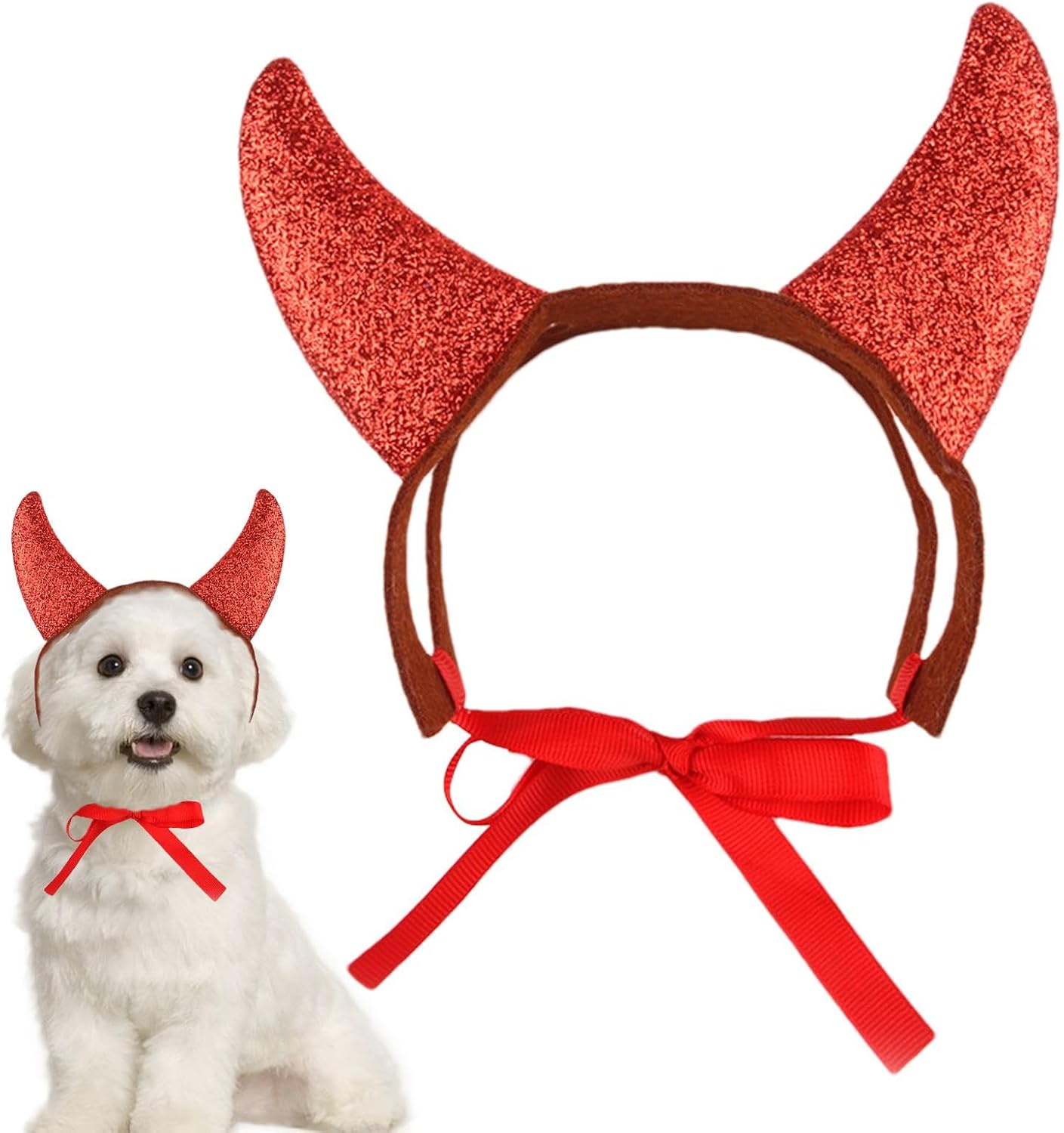 Cat and Dog Devil Horns - Pet Halloween Cosplay Costume - Cute Favors Photography Props, Festive Headgear with Straps for Celebrations - Pet Supermarket