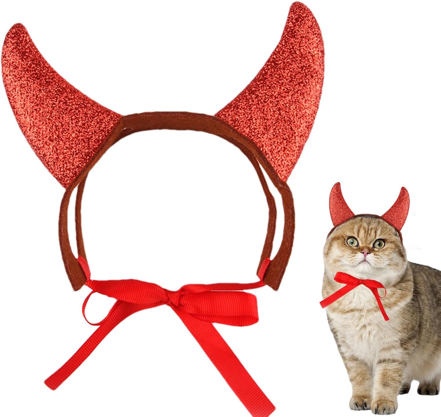 Cat and Dog Devil Horns - Pet Halloween Cosplay Costume - Cute Favors Photography Props, Festive Headgear with Straps for Celebrations - Pet Supermarket
