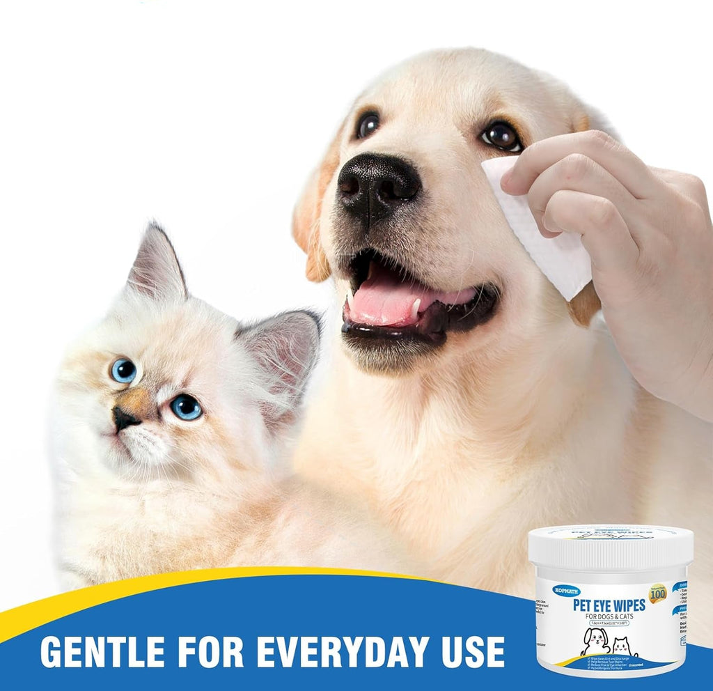 Dog Eye Wipes, Tear Stain Wipes for Dogs, Big & Thick Cat Eye Wipes for Dogs, Mild Ingredients, Texturized