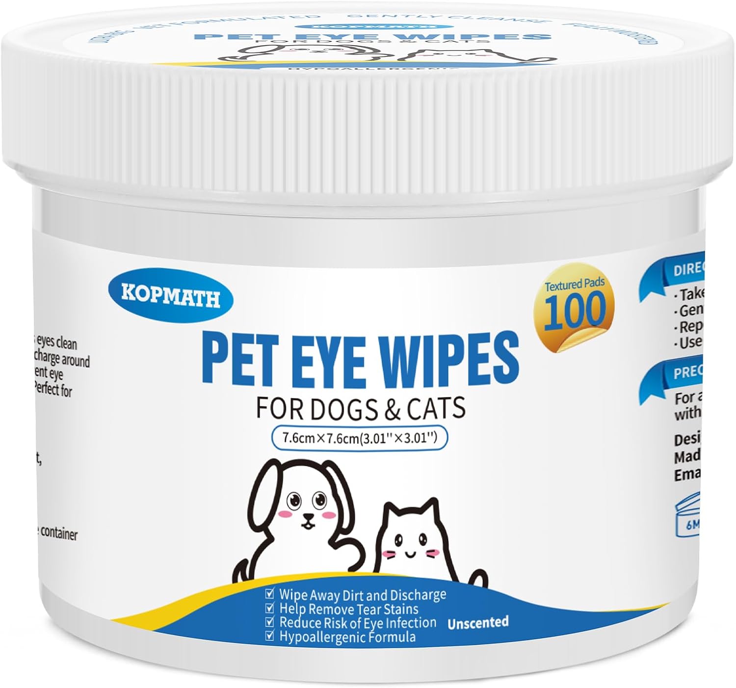 Dog Eye Wipes, Tear Stain Wipes for Dogs, Big & Thick Cat Eye Wipes for Dogs, Mild Ingredients, Texturized-1