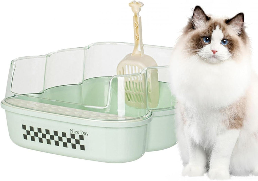 Generic Cat Large Litter Box with High Side Durable Semi-Enclosed Litter Box for Large and Medium Cats