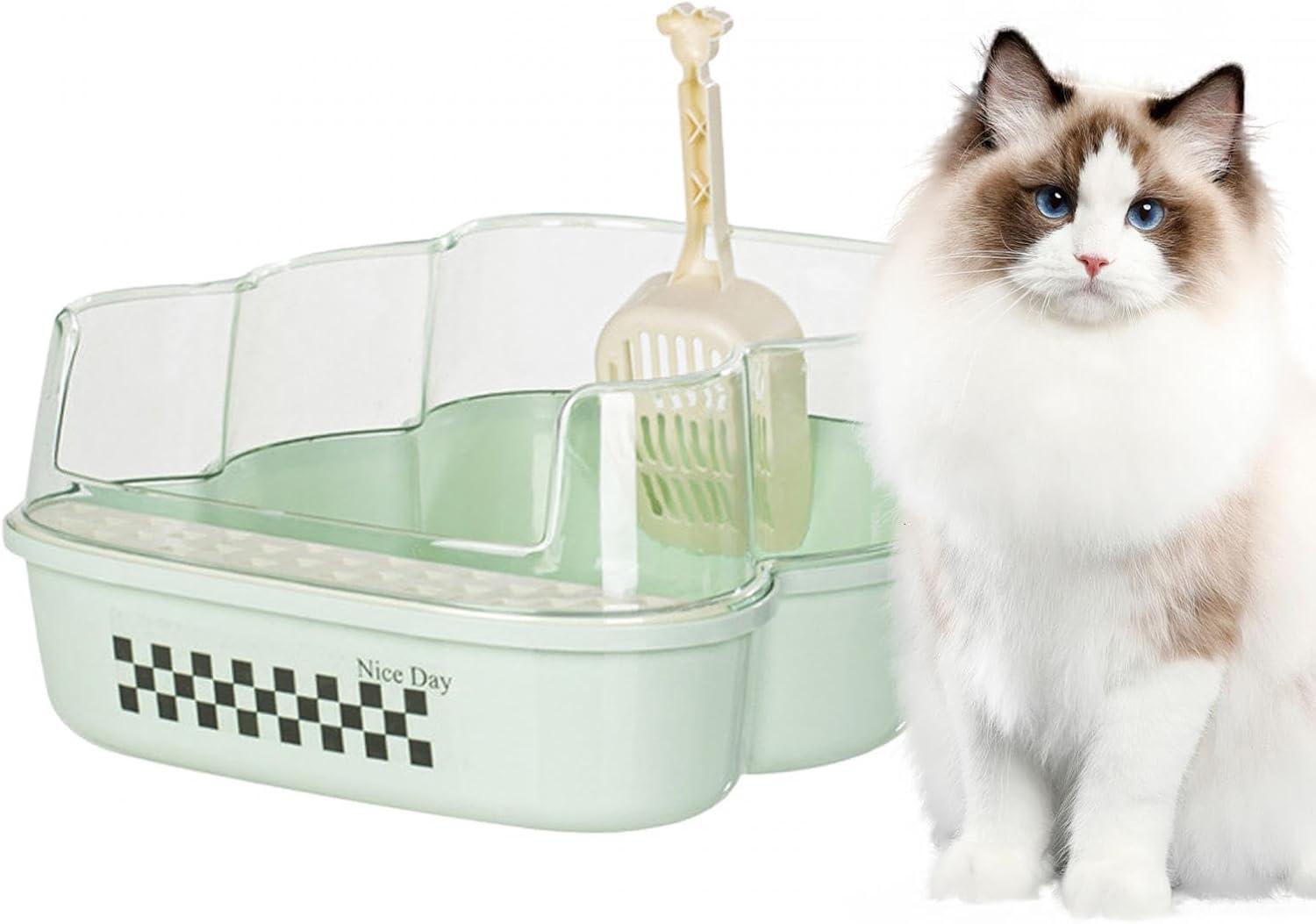 Generic Cat Large Litter Box with High Side Durable Semi-Enclosed Litter Box for Large and Medium Cats