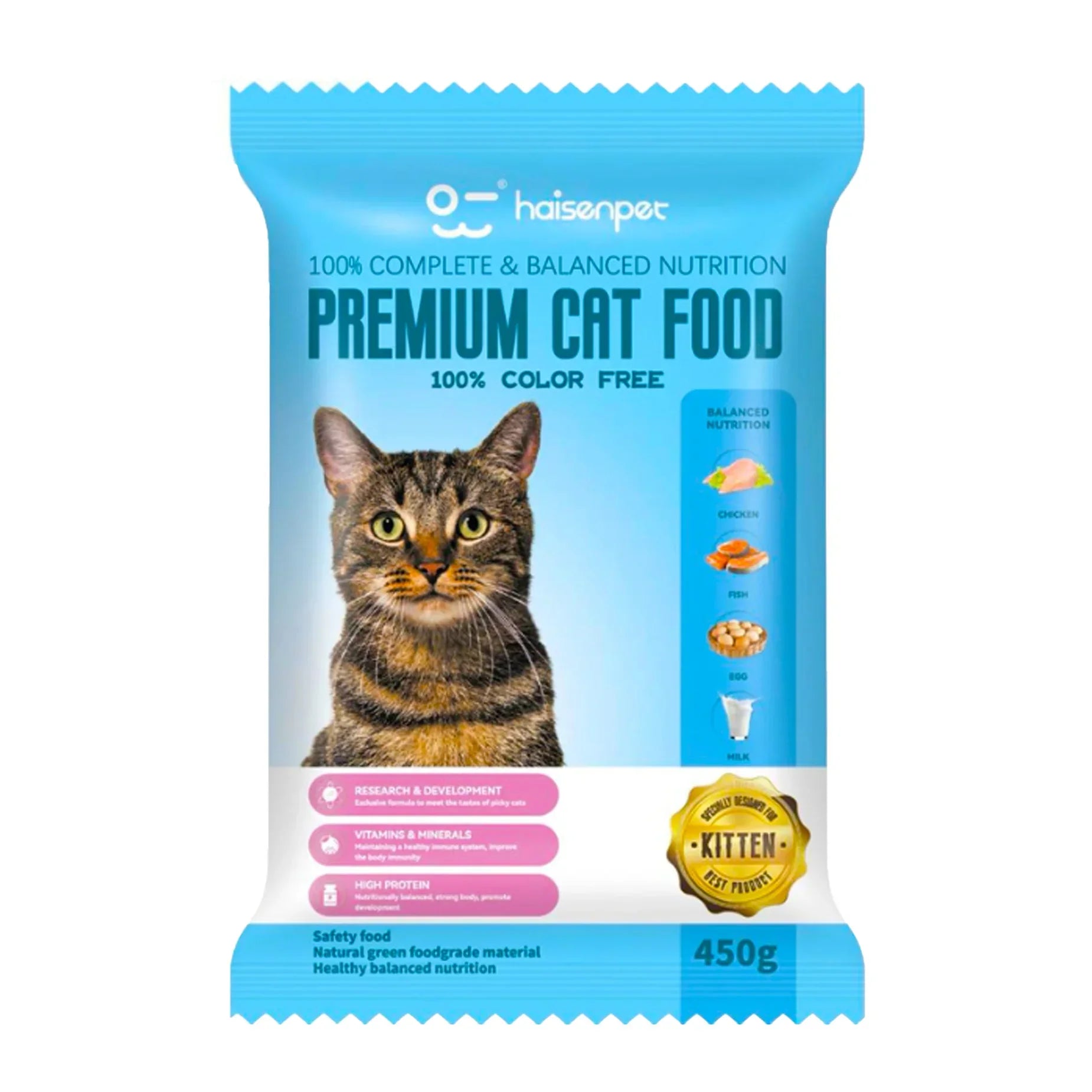 Haisenpet Premium Kitten Cat Food with Chicken, Fish, Egg And Milk 450g