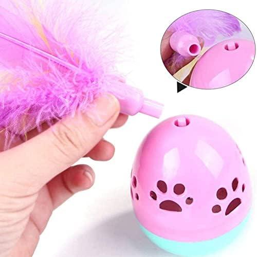 Interactive Cat Toy for Indoor Cat Feather Toys,Automatic Pet Exercise Toys,Tumbler Cat Toys for Play Cats - Pet Supermarket