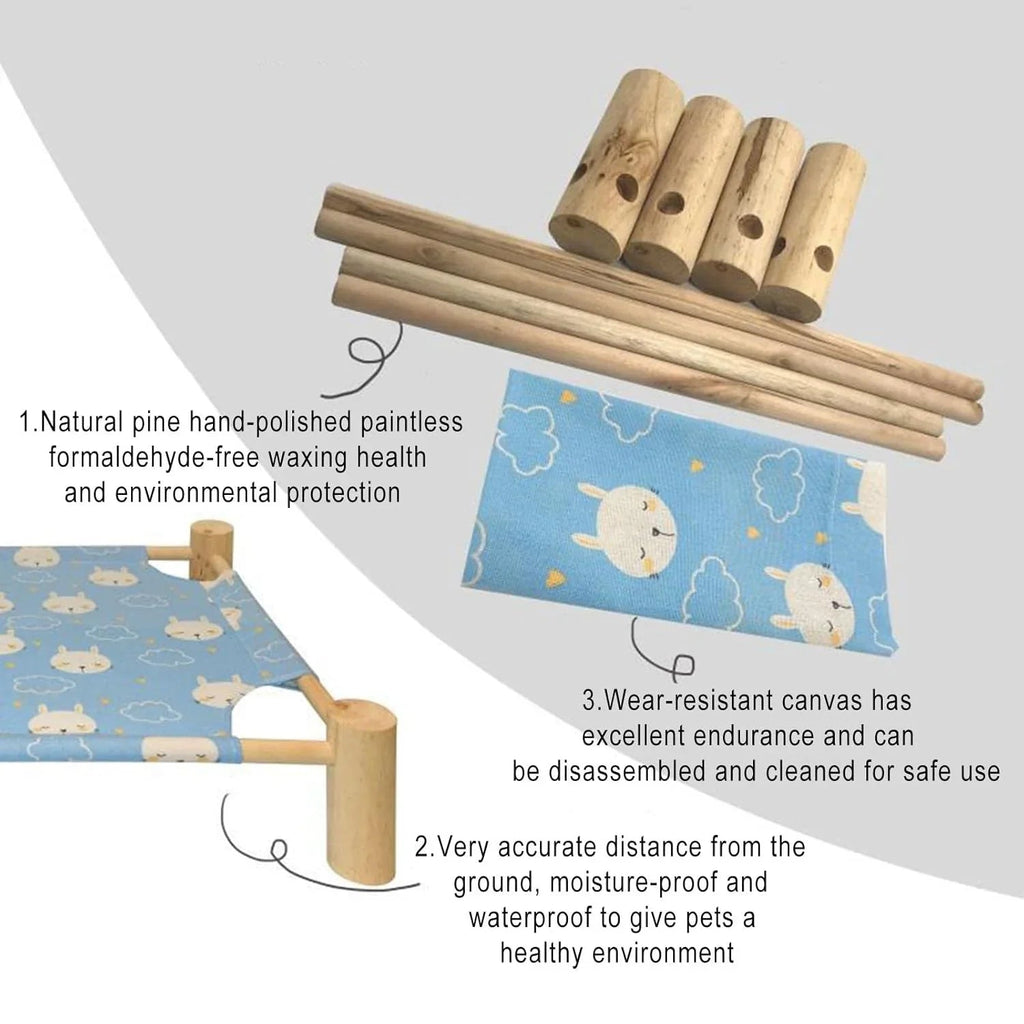 Cooling Cat and Dog Bed Breathable Summer Dog Wooden Bed Removable and Washable Beds for Small Dogs 54*11*47cm - Pet Supermarket