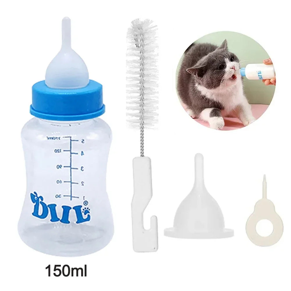 Kitten Puppy Feeding Bottles, Newborn Small Animals Milk Bottles for Nursing with Replacement Nipples, Pet Large Feeder Set - Pet Supermarket