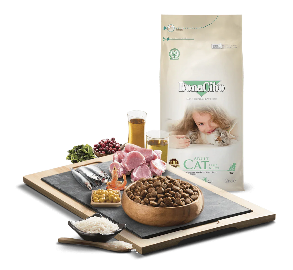 Bonacibo Adult Cat Food Lamb & Rice For Sensible and Fussy Adult Cats of All Breeds 2kg - Pet Supermarket