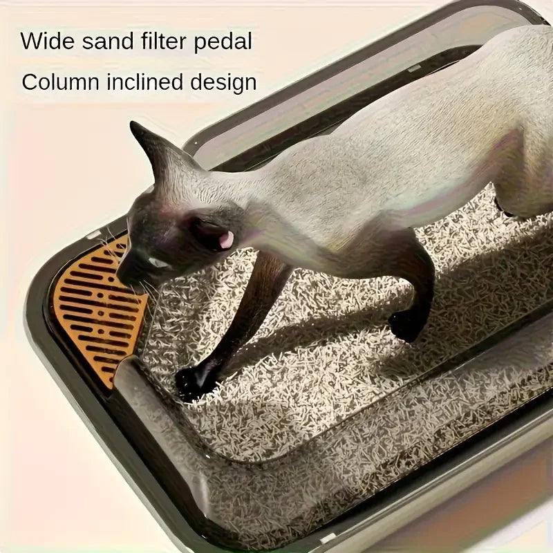 Cat Litter Training Tray, Corner Cut Extra Large Semi-Enclosed Litter Box Open Top Cat Litter Tray - Pet Supermarket