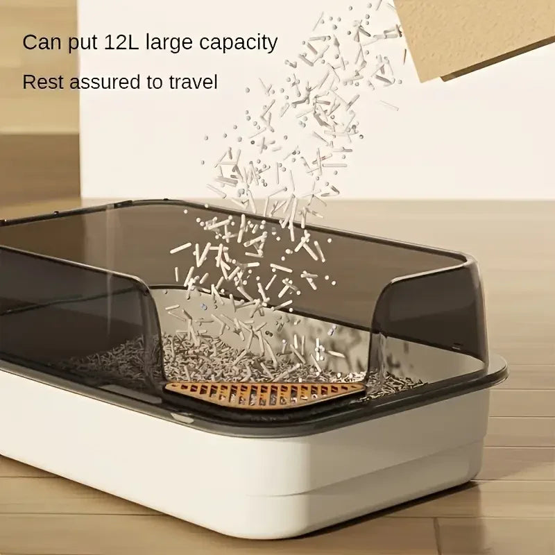 Cat Litter Training Tray, Corner Cut Extra Large Semi-Enclosed Litter Box Open Top Cat Litter Tray - Pet Supermarket