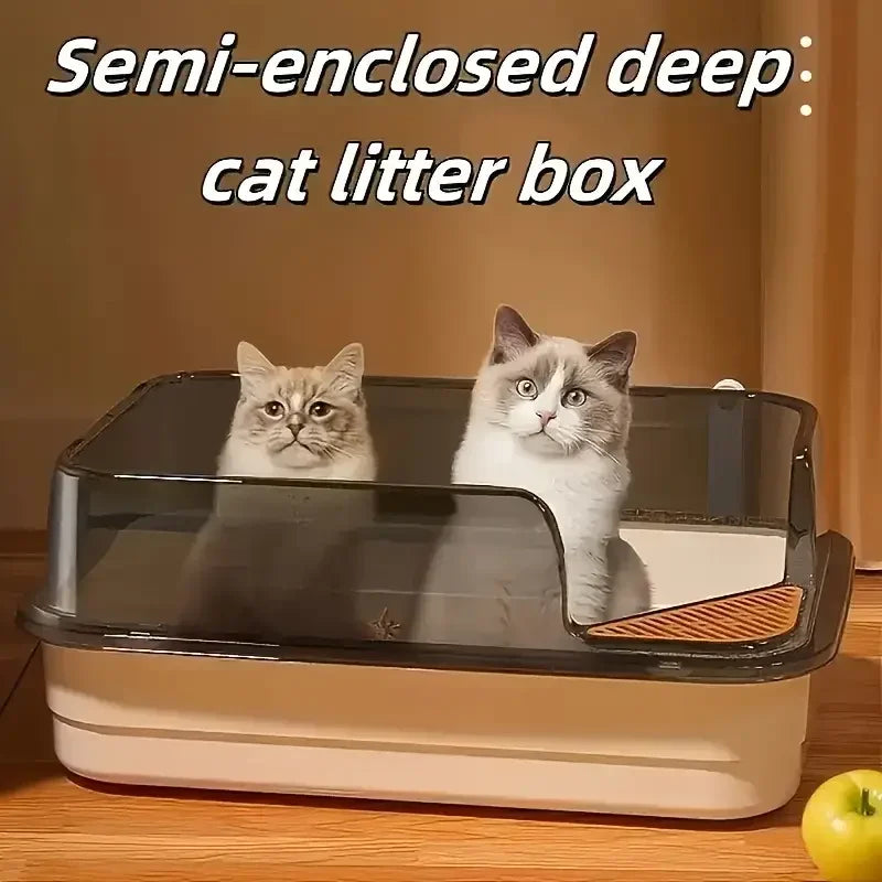 Cat Litter Training Tray, Corner Cut Extra Large Semi-Enclosed Litter Box Open Top Cat Litter Tray - Pet Supermarket