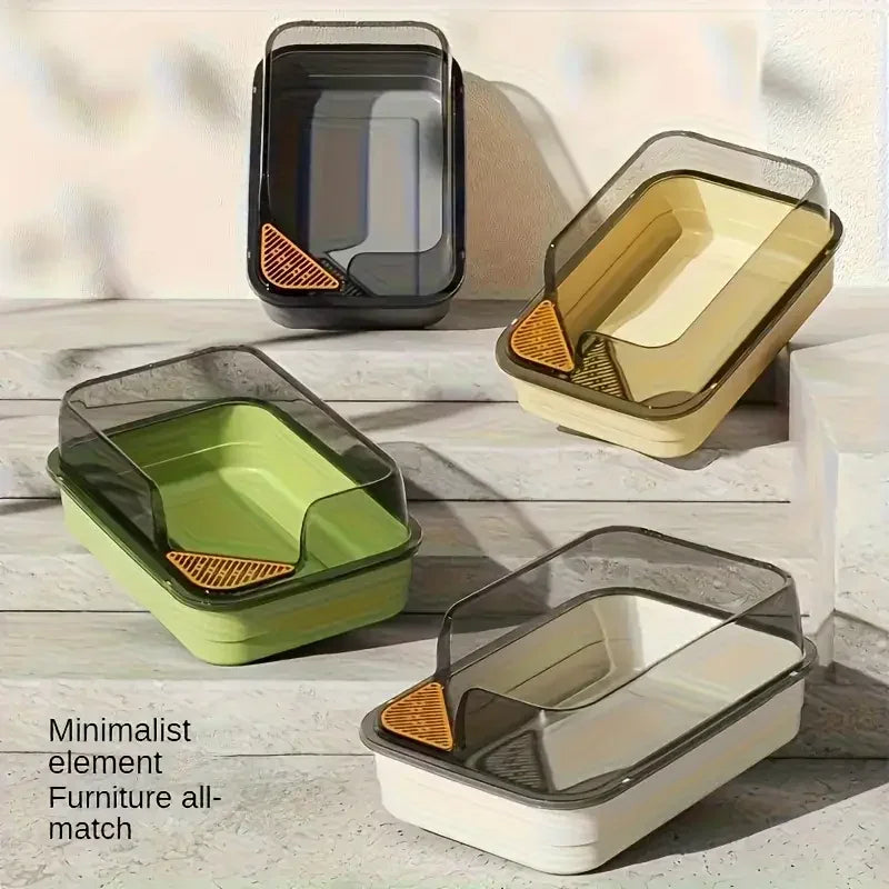 Cat Litter Training Tray, Corner Cut Extra Large Semi-Enclosed Litter Box Open Top Cat Litter Tray