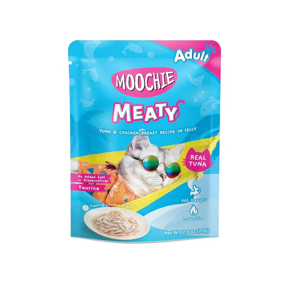 Moochie Meaty Pouch Tuna & Chicken Breast Recipe in Jelly for Adult Cats