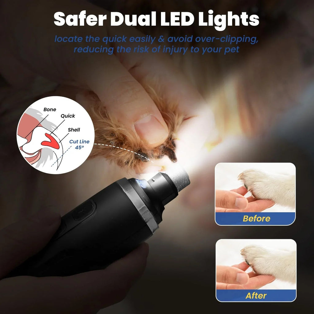 USB Charging Pet Nail Grinder Professional Rechargeable Usb Pet Electric Grinder Led Light Dog and Cat Trimmer - Pet Supermarket